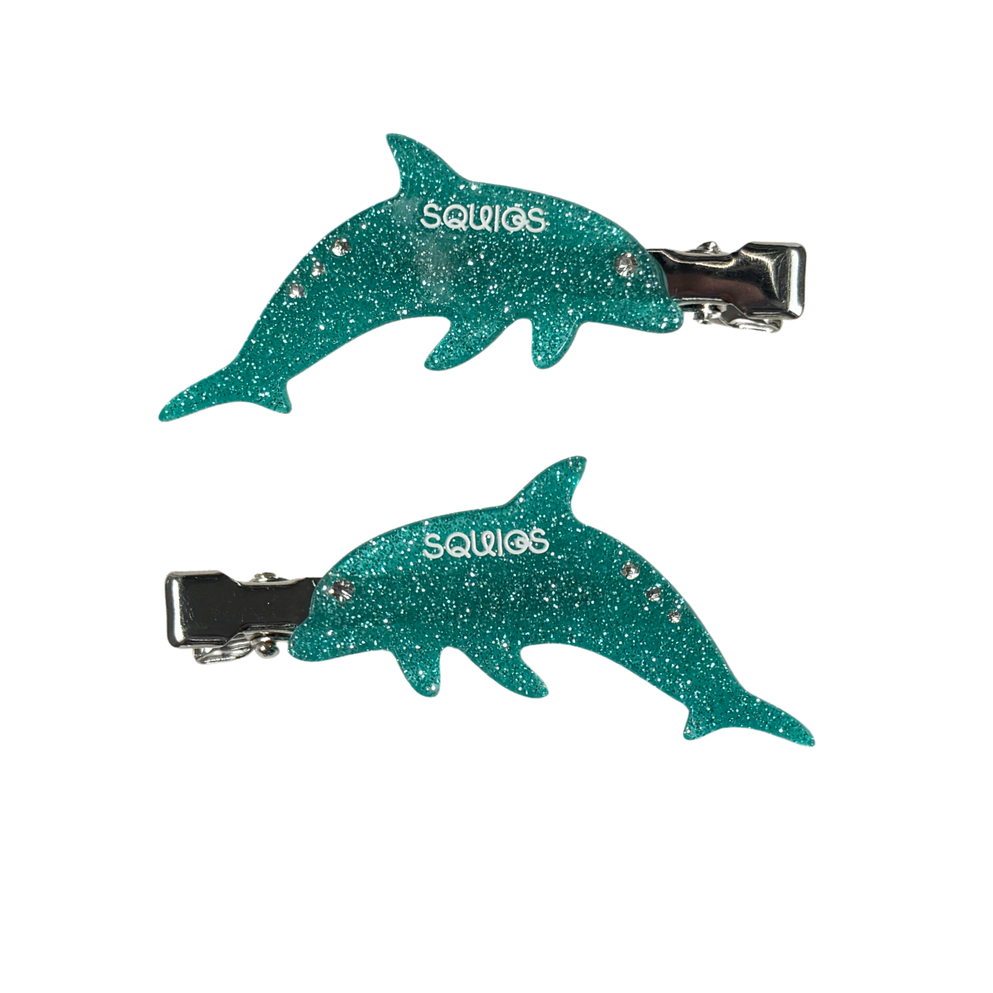 Squigs x Kylie Volkers Dolphin Creaseless Hair Clips in Aquamarine Glitter